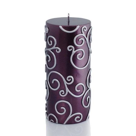 JECO Jeco CPZ-110 3 x 6 in. Scroll Pillar Candle; Purple CPZ-110